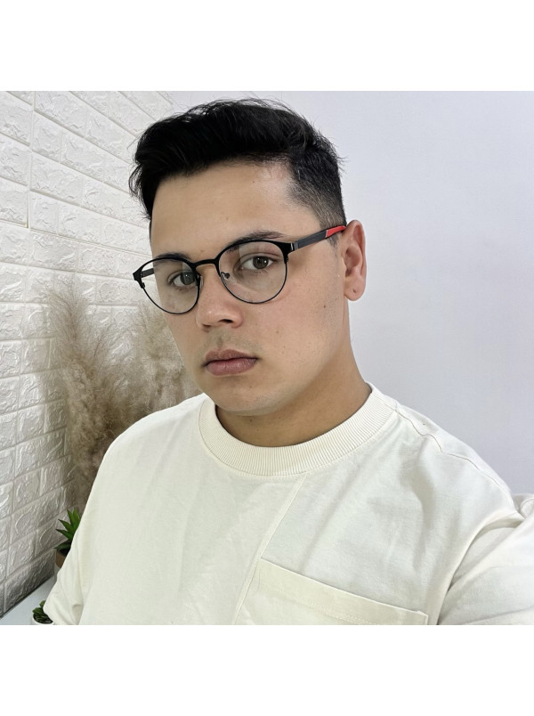 Armação de Óculos 6003 Redondo Preto e Vermelho